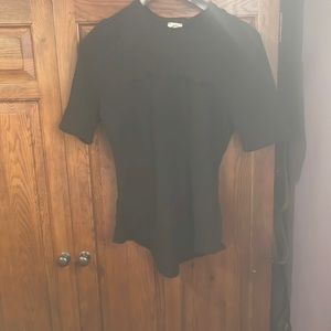 New free people we the free black ruffle waffle shirt xl